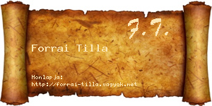 Forrai Tilla névjegykártya